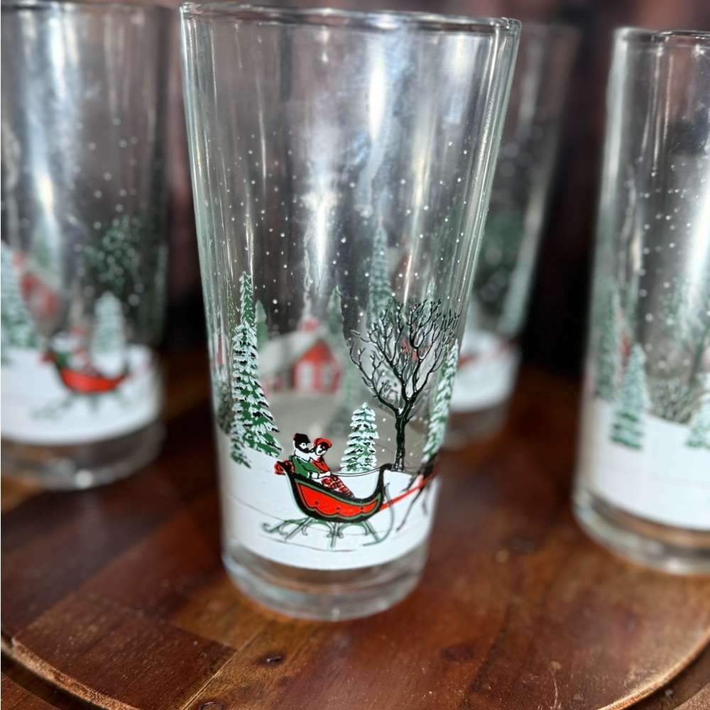 Vintage KIG Holiday Glass Tumblers - Set of 4